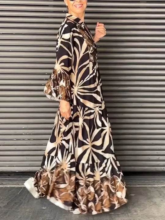 Damen Kleid Print Lässig Hochwertiger Stoff 6