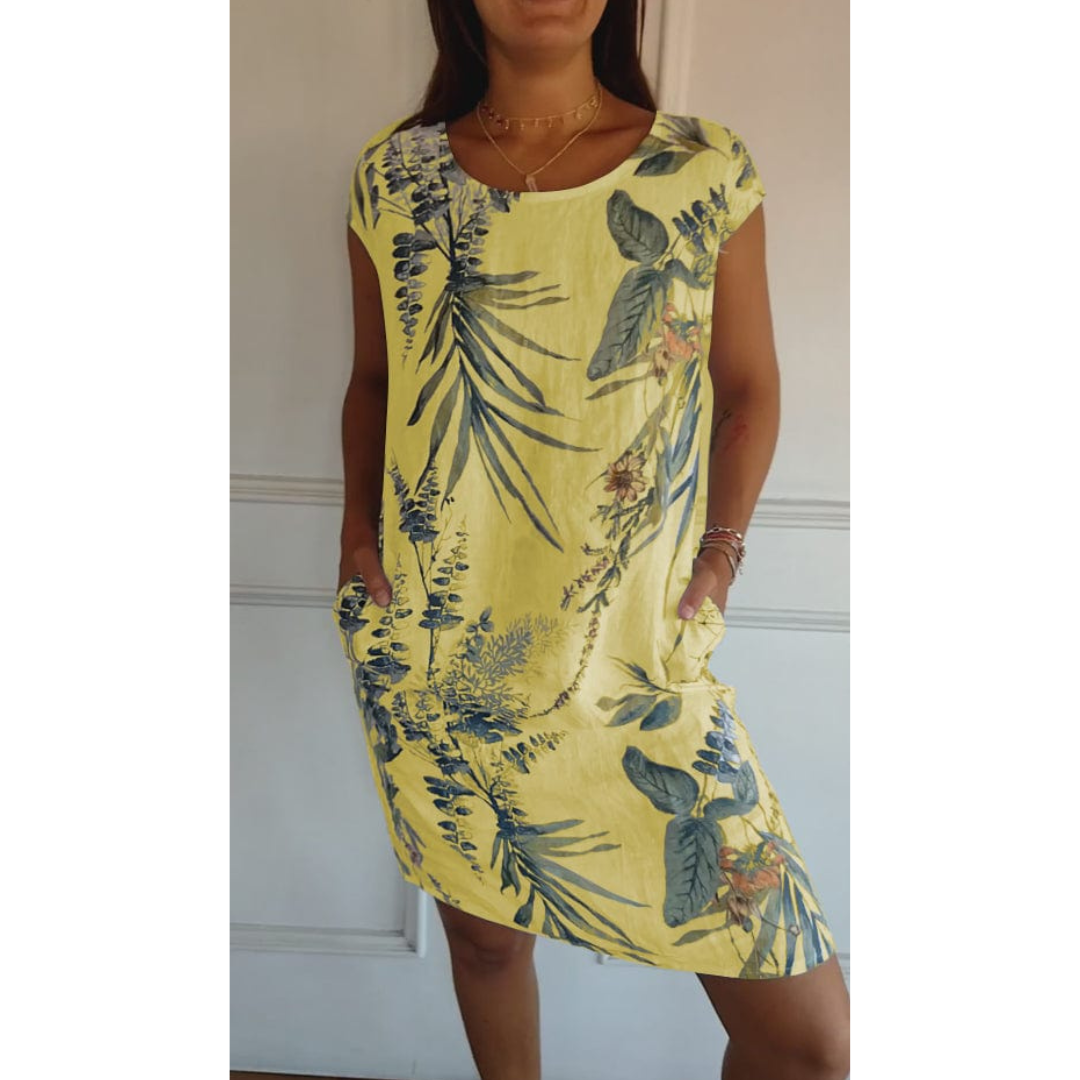 Damen Kleid Rundhalsausschnitt Bequem Sommerstil 5