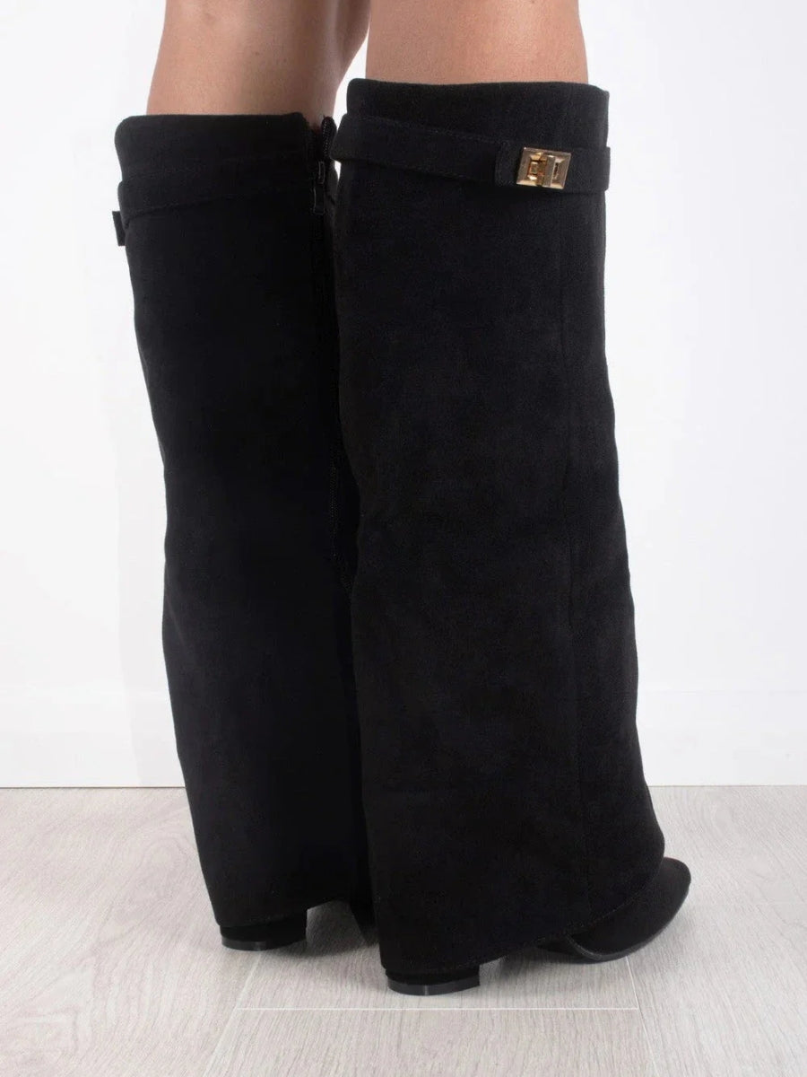 Damen Kniehohe Stiefel Mit Blockabsatz Stylish Und Bequem 2