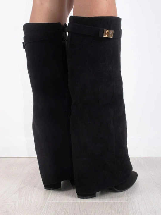 Damen Kniehohe Stiefel Mit Blockabsatz Stylish Und Bequem 2