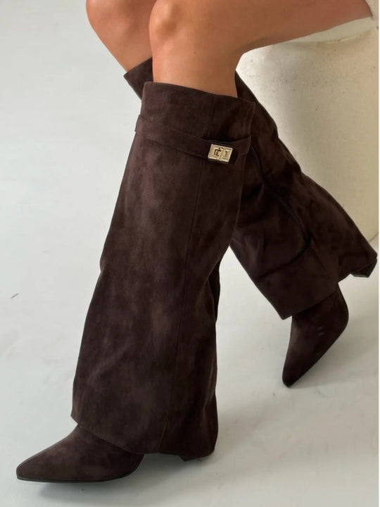 Damen Kniehohe Stiefel Mit Blockabsatz Stylish Und Bequem 8