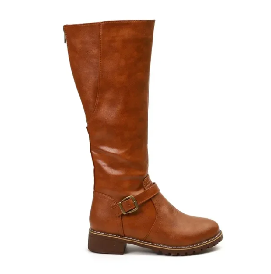 Damen Kniehohe Winterstiefel mit Niedrigem Absatz 5