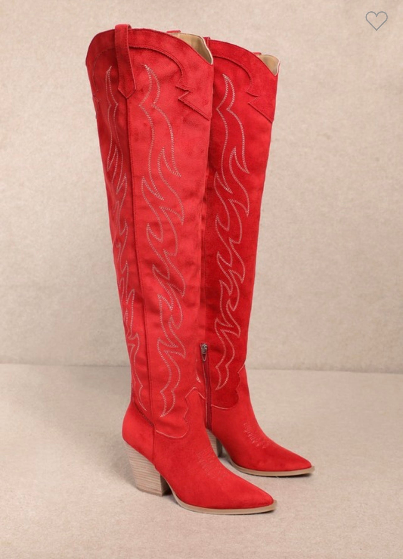 Damen Knöchelhohe Westernstiefel Rot 2