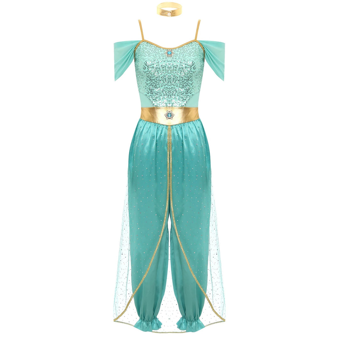 Damen Kostüm Arabische Prinzessin mit Schulterfreiem Oberteil und Locker Fallender Hose 4