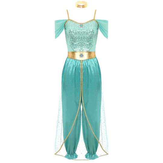 Damen Kostüm Arabische Prinzessin mit Schulterfreiem Oberteil und Locker Fallender Hose 4