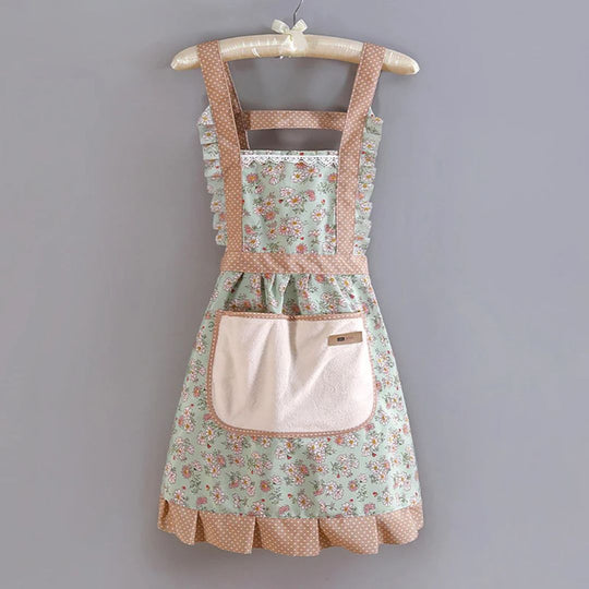 Damen Küchenschürze Floral Einheitsgröße Hochwertiger Stoff mit Taschen 2