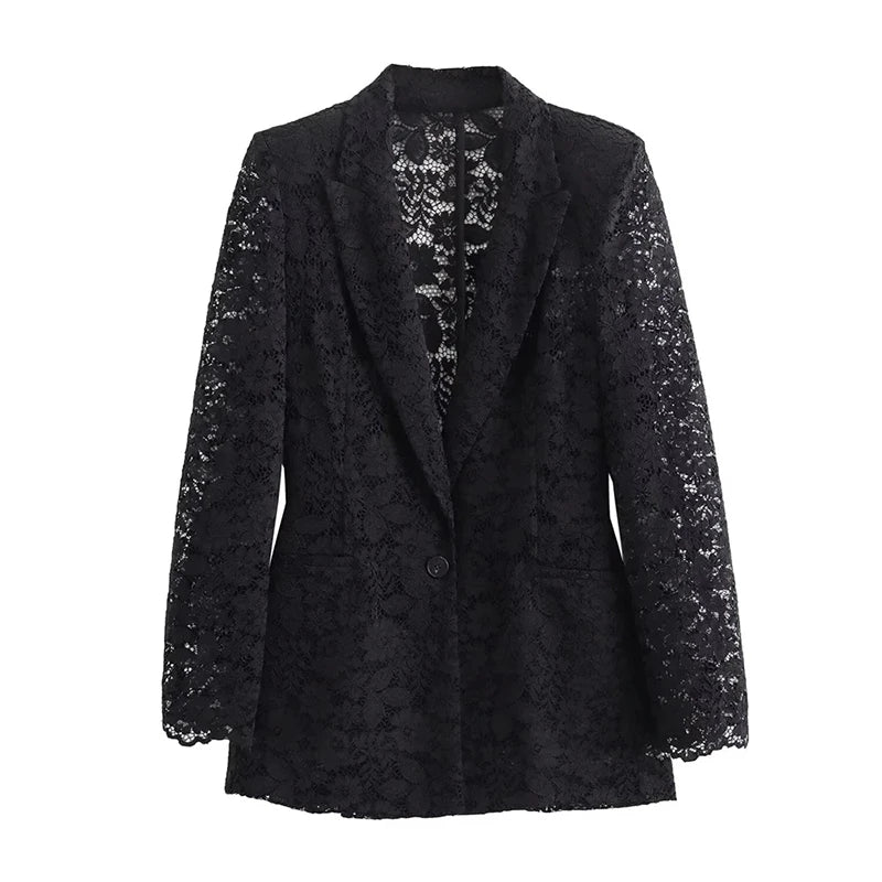 Damen Lace Blazer und Rock Set Eleganter Stil 0