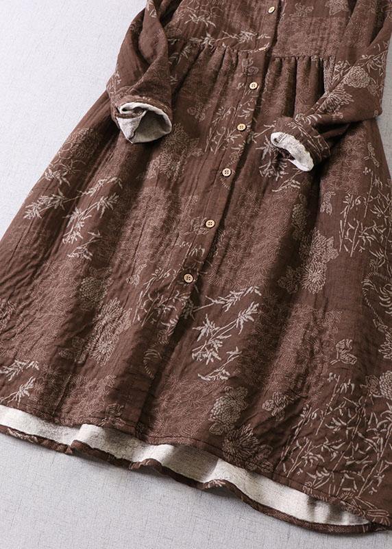 Damen Langarmkleid mit Taschen und Herbst-Print 2