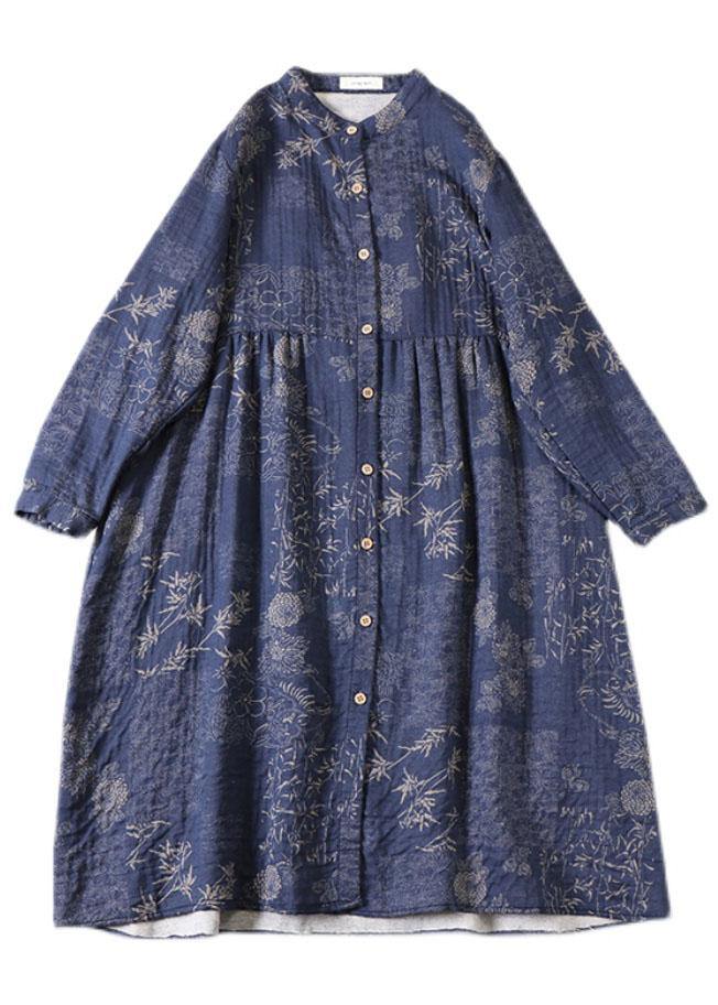 Damen Langarmkleid mit Taschen und Herbst-Print 4