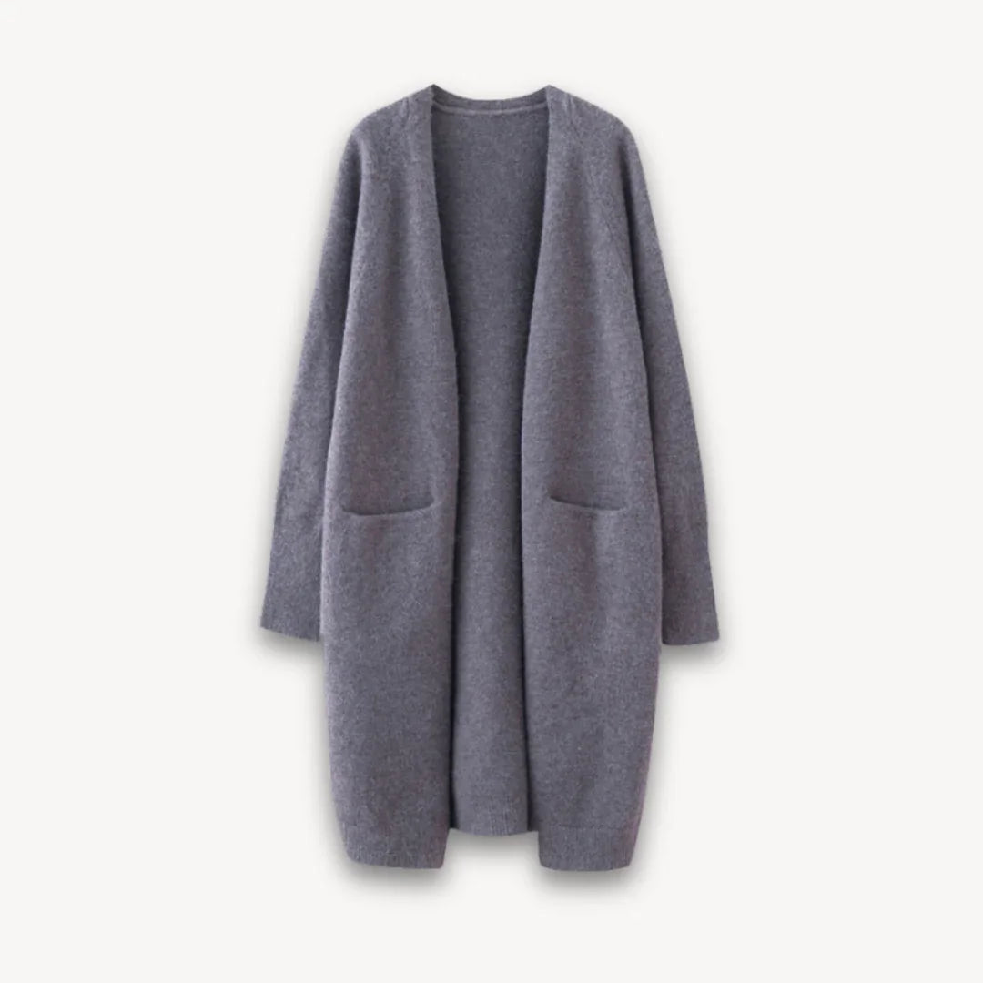 Damen Lange Strickjacke Offene Vorderseite Vielseitig Kombinierbar 3