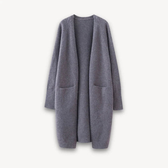 Damen Lange Strickjacke Offene Vorderseite Vielseitig Kombinierbar 3