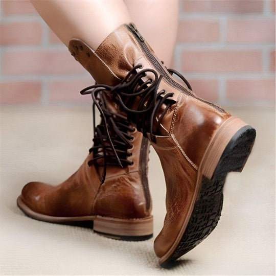 Damen Lederstiefel Schnürdesign für Stil und Komfort 3