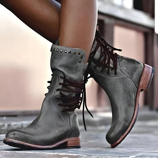 Damen Lederstiefel Schnürdesign für Stil und Komfort 4