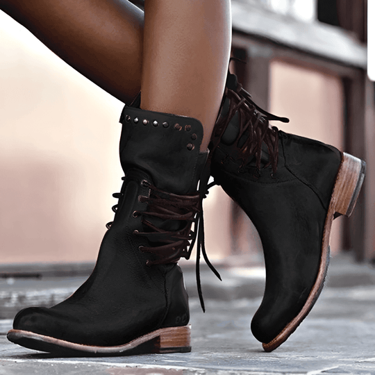 Damen Lederstiefel Schnürdesign für Stil und Komfort 5
