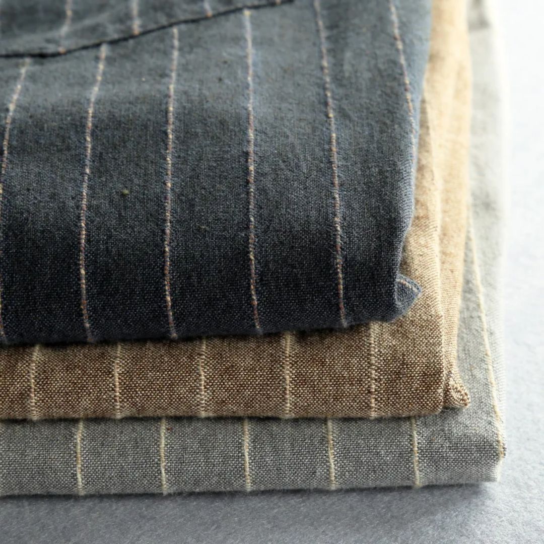 Damen Leinenhose mit Elastischem Bund und Streifenmuster aus Japanischem Leinen 2