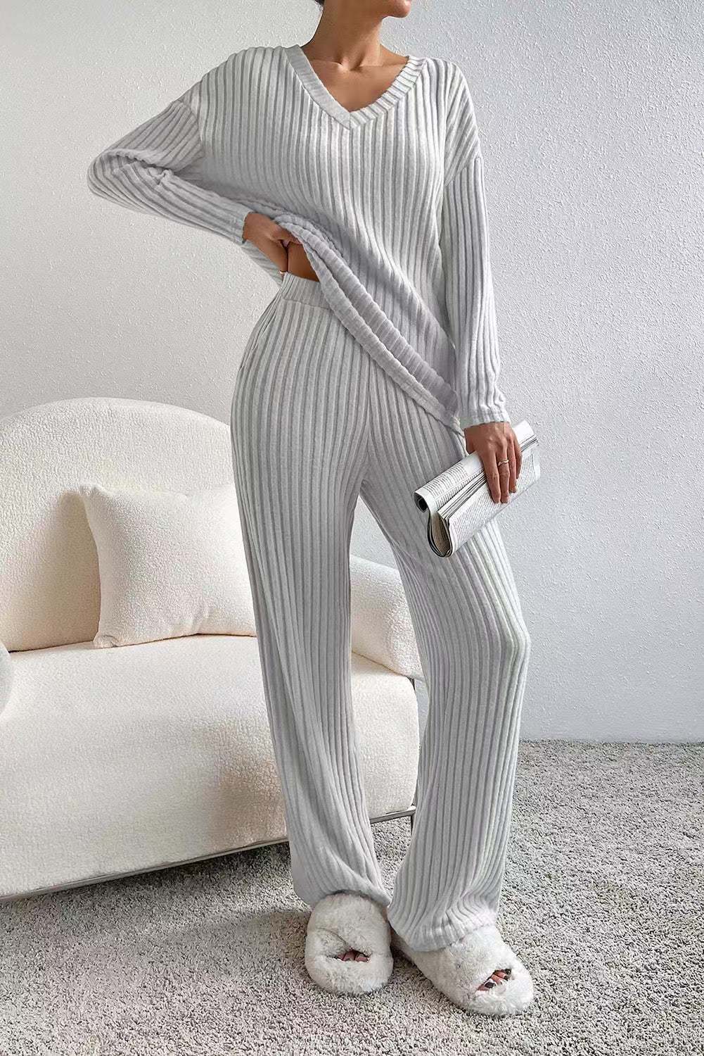 Damen Lounge Set Ribbed Strick 6