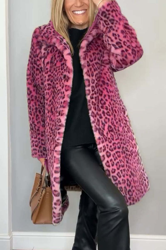 Damen Mantel Tailliert Leopardenmuster Hochwertiger Stoff 6