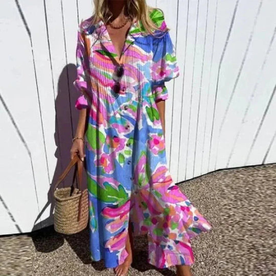Damen Maxi Kleid Boho Stil Fließend 4