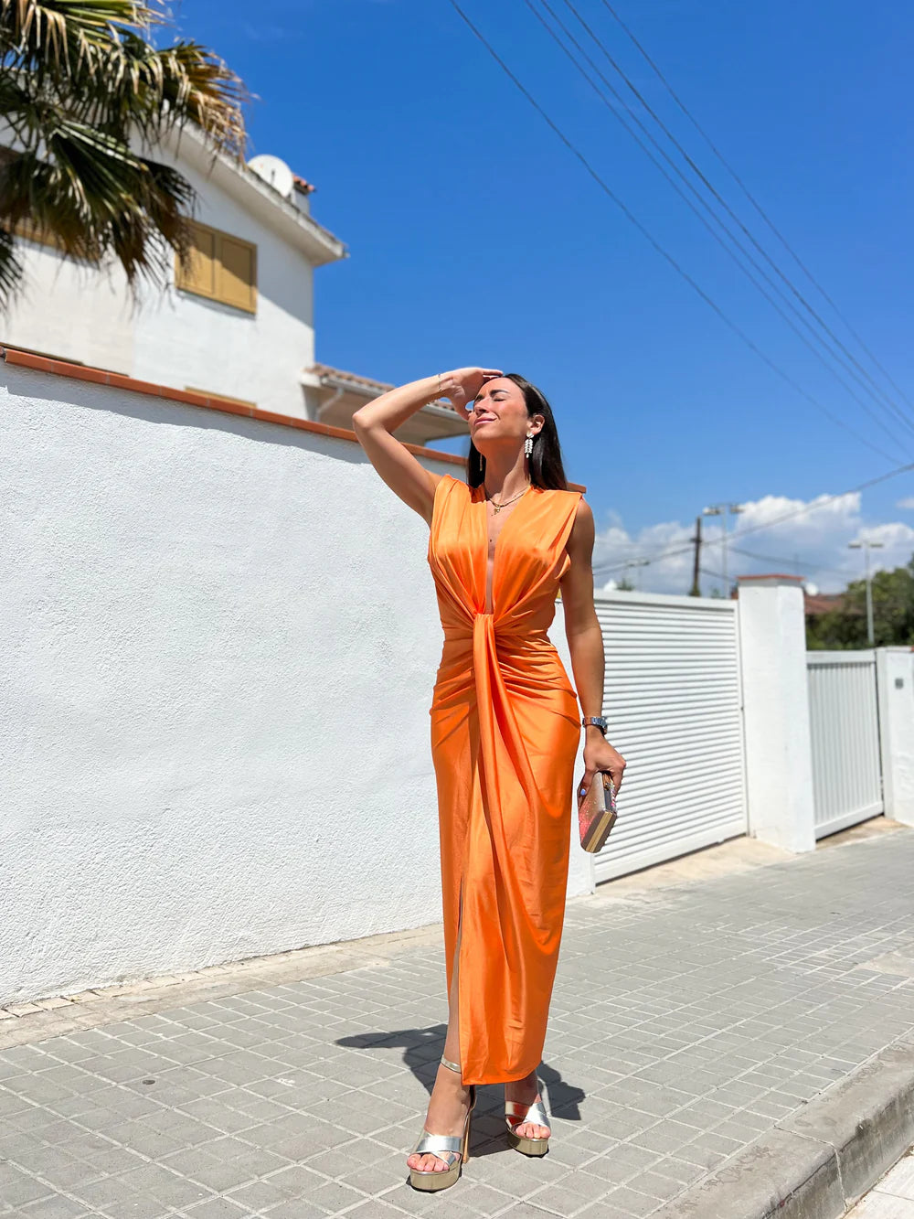 Damen Maxi Kleid Faltendes Design 4