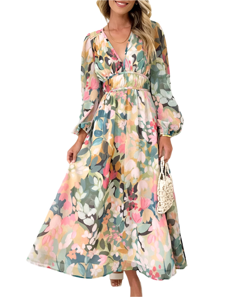 Damen Maxi Kleid Florales Design 0