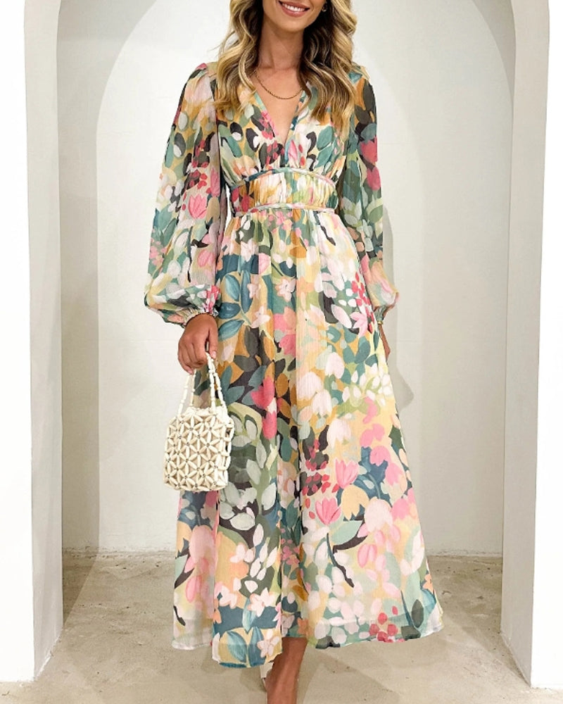 Damen Maxi Kleid Florales Design 3