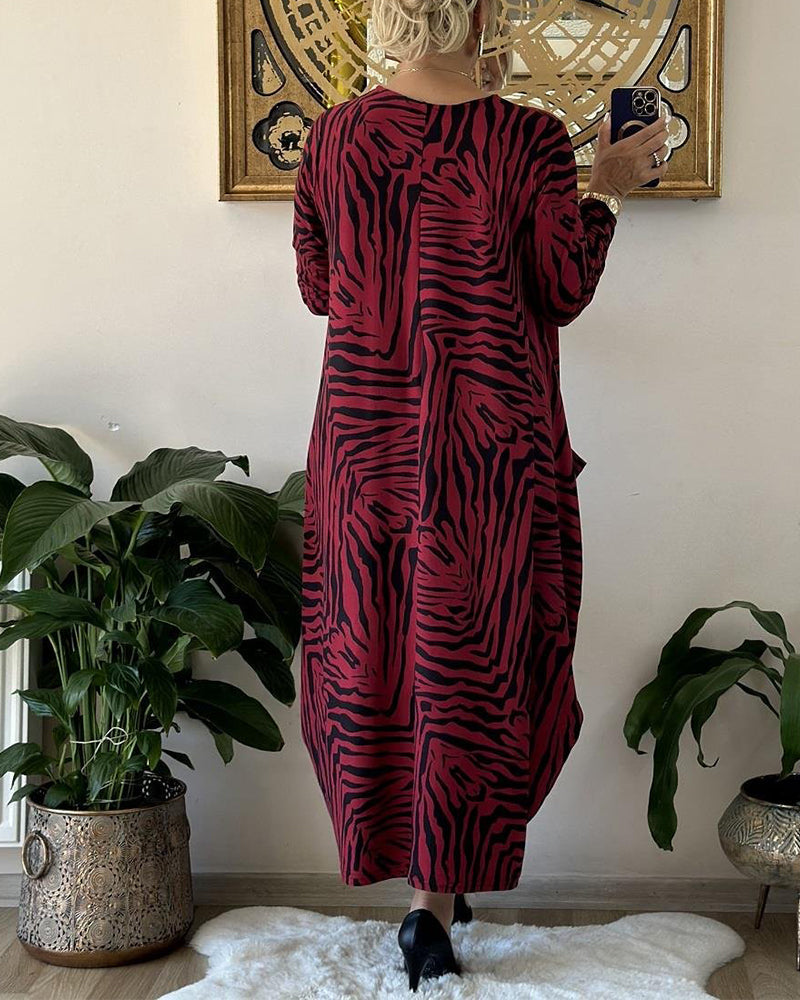 Damen Maxi Kleid Mit Print Und Taschen 2