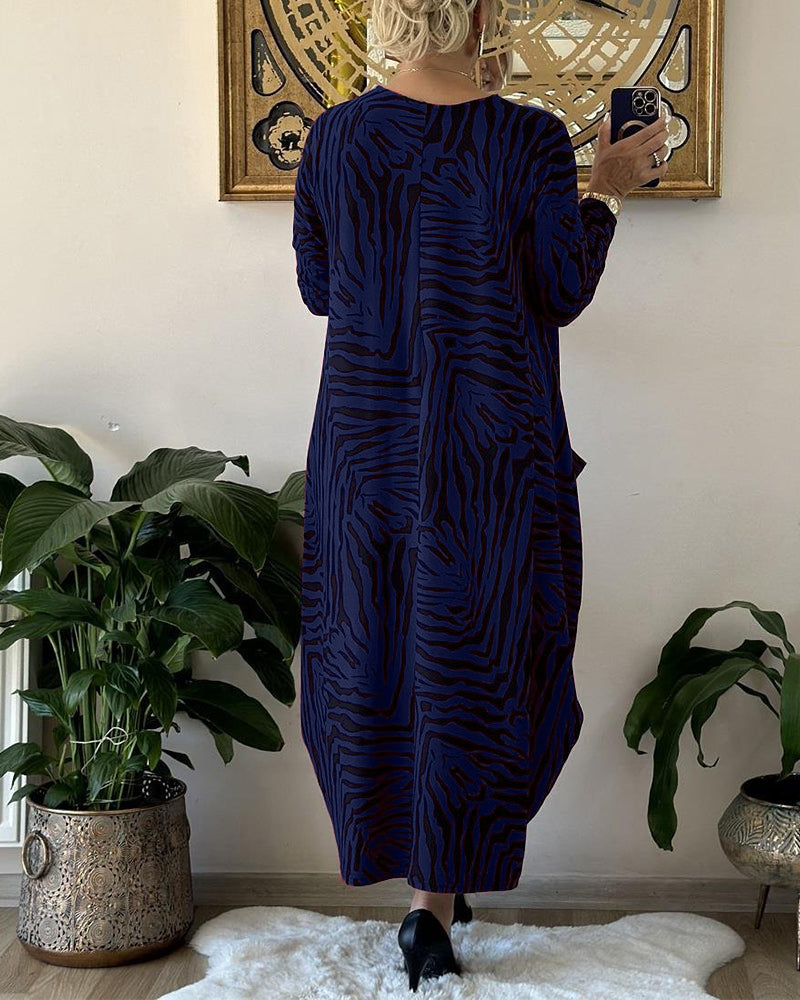 Damen Maxi Kleid Mit Print Und Taschen 5