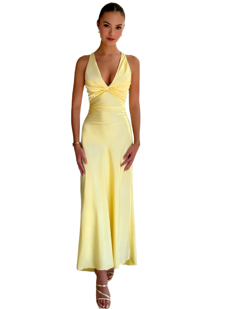 Damen Maxikleid Ärmellos Fließend 1