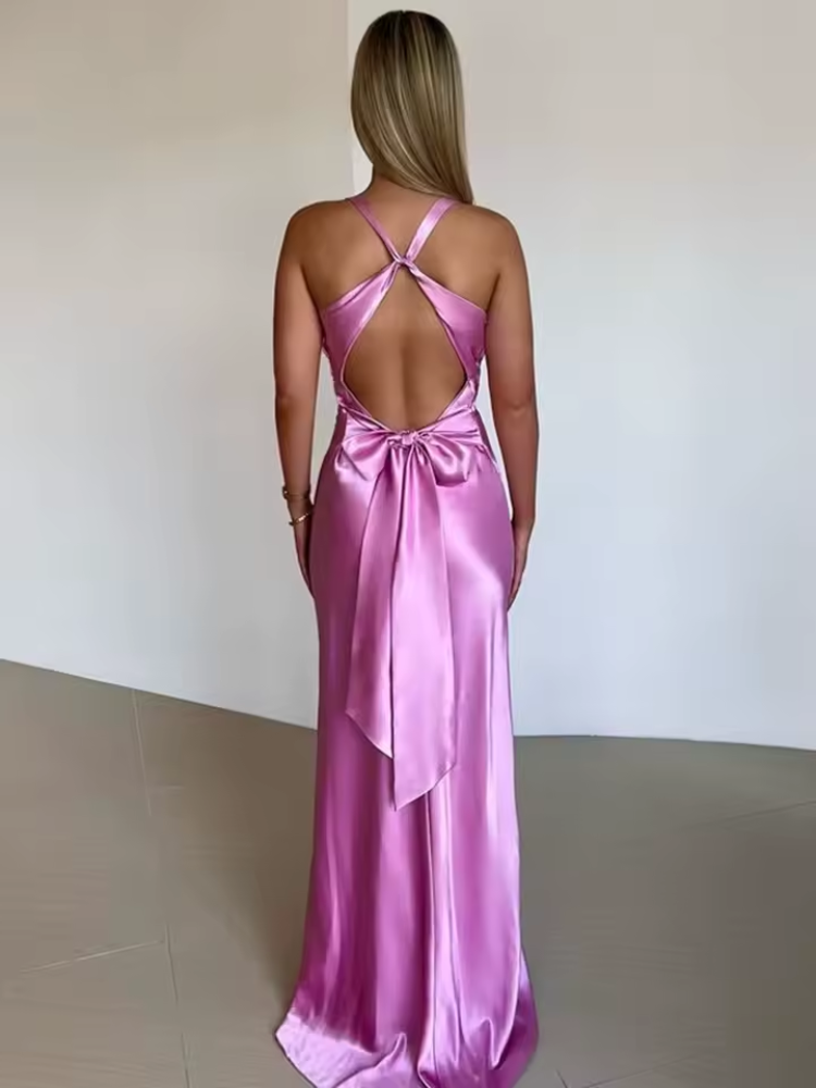 Damen Maxikleid Ärmellos Fließend 3