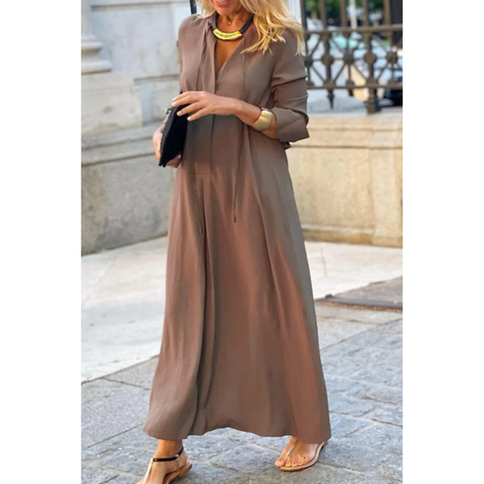 Damen Maxikleid Fließendes Design Bequem Sommerstoff 3