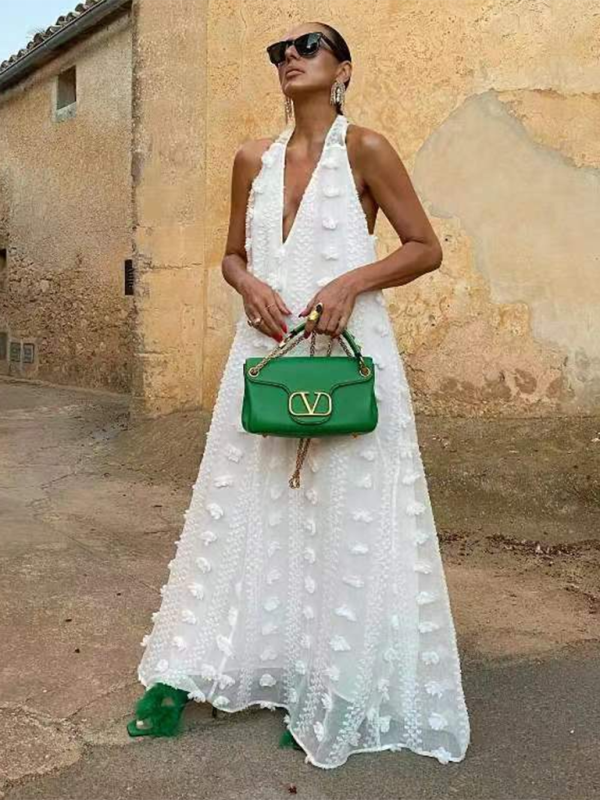 Damen Maxikleid Floral Halterdesign Sommer Festlich 5