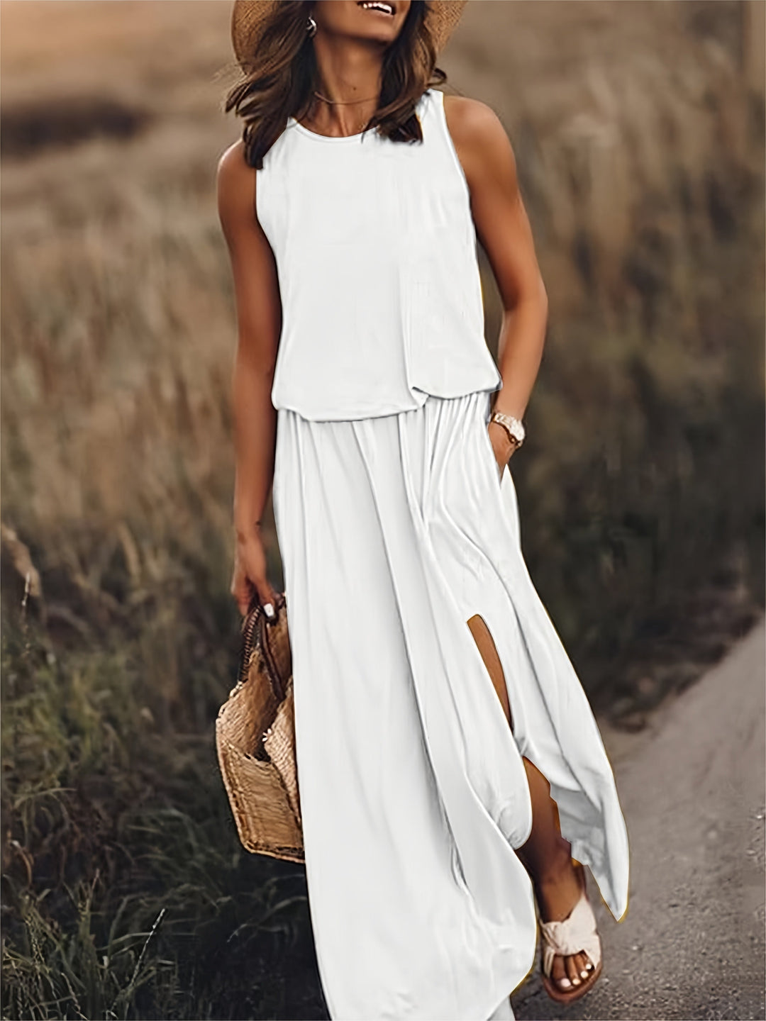 Damen Maxikleid Klassisches Design Atmungsaktives Material 1