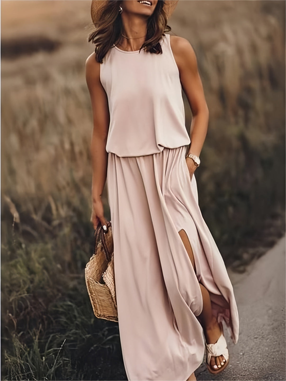 Damen Maxikleid Klassisches Design Atmungsaktives Material 4