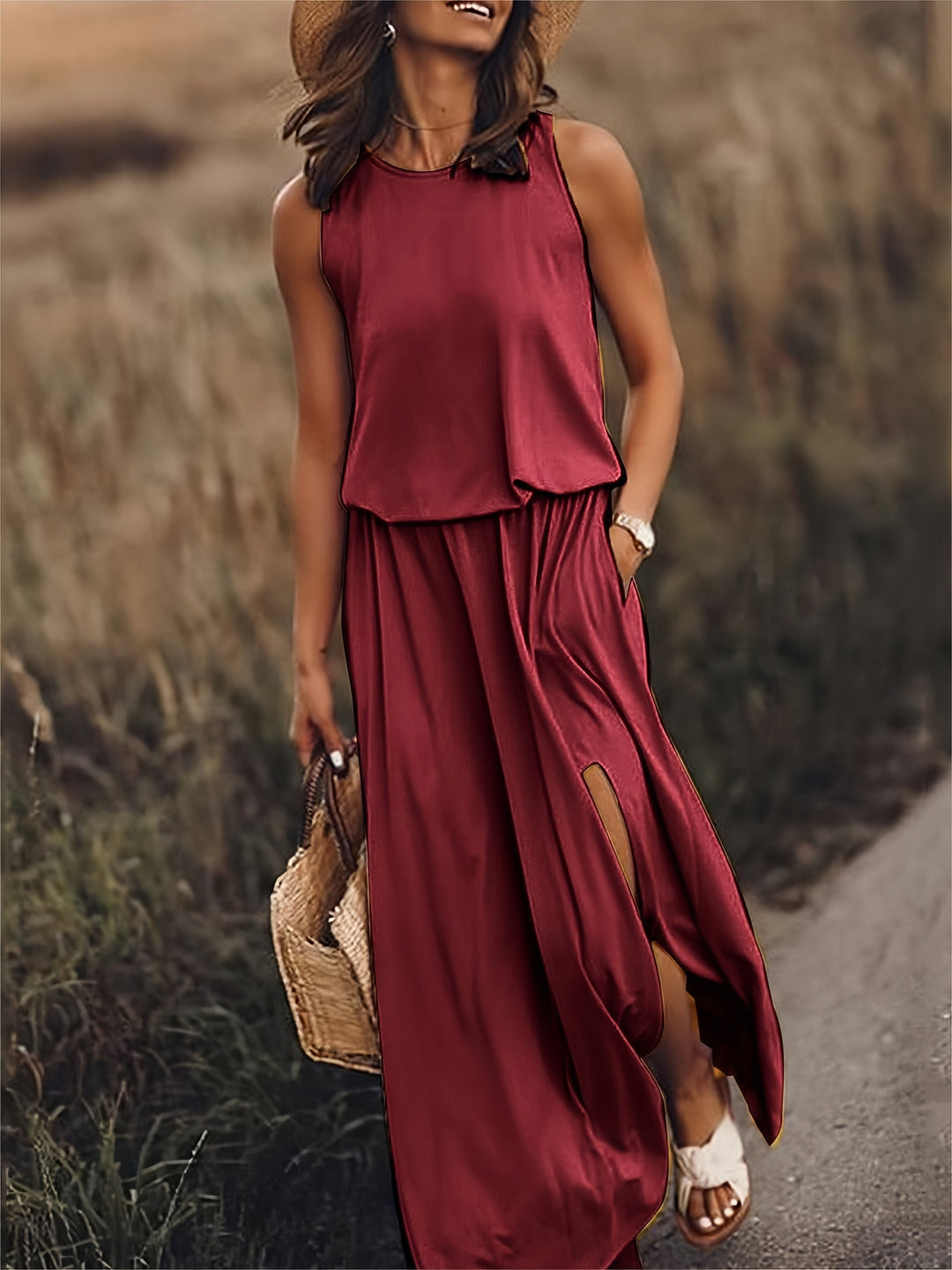 Damen Maxikleid Klassisches Design Atmungsaktives Material 7