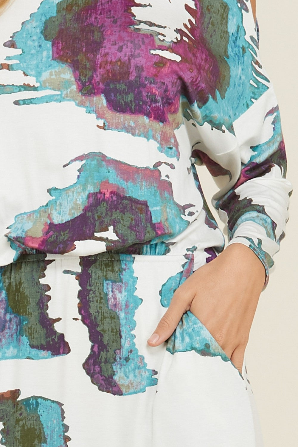 Damen Maxikleid Langarm Offene Schultern Strickstoff mit Seitenschlitzen 4