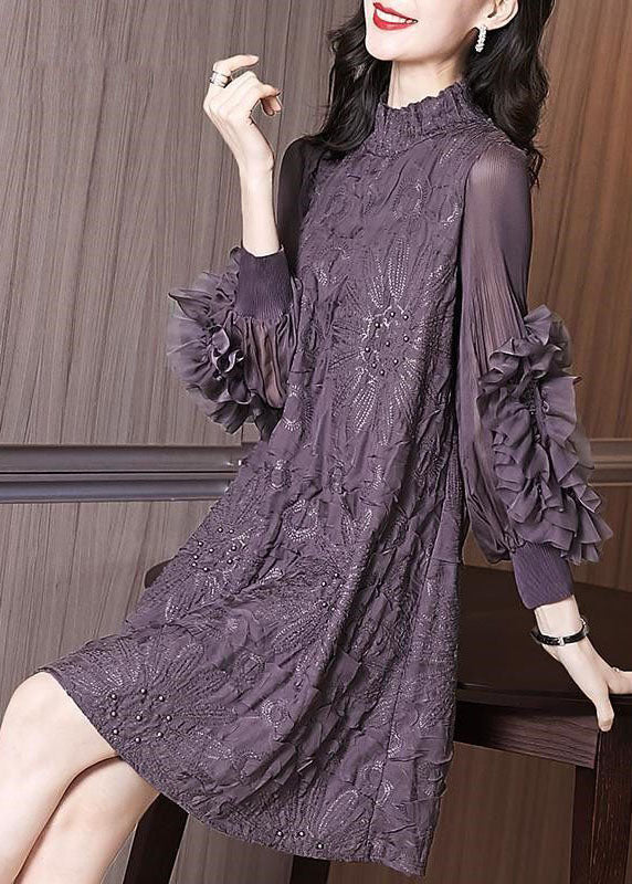 Damen Maxikleid Stehkragen Bestickt für Hochzeiten und Abendveranstaltungen 1