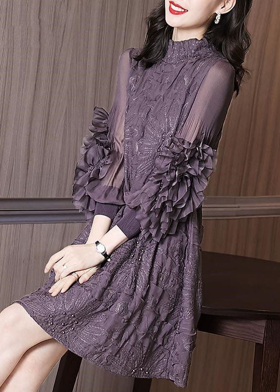 Damen Maxikleid Stehkragen Bestickt für Hochzeiten und Abendveranstaltungen 2
