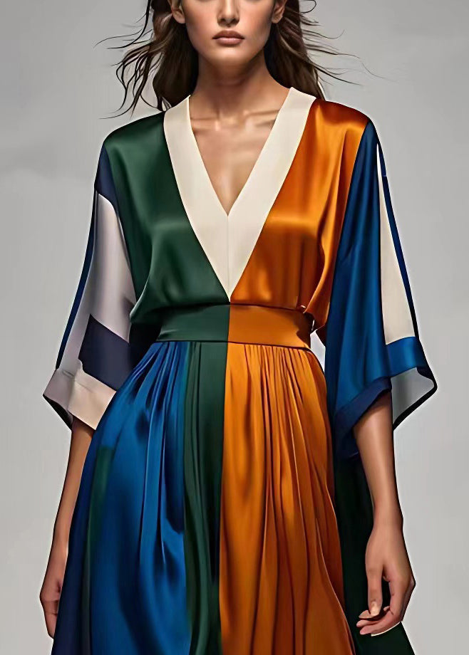 Damen Maxikleid V-Ausschnitt Hohe Taille Festliches Kleid Hochzeitsgast 1