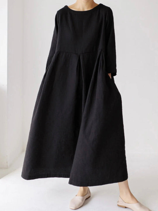 Damen Maxikleid mit Seitentaschen und lockerer Passform 10