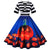 Damen Midi Kleid Halloween Kürbismotiv Vintage Stil 1
