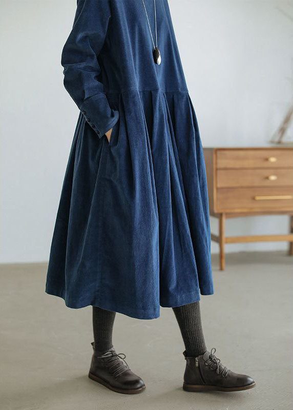 Damen Midi Kleid Langarm Corduroy 2