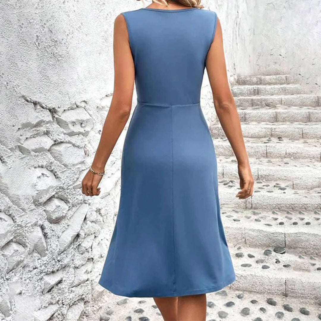 Damen Midi Kleid Sommer Stil Leichtes Material Atmungsaktiv Casual 8