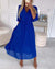Damen Midi Kleid V-Ausschnitt A-Linie Chiffon mit Ellenbogenlangen Ärmeln 3