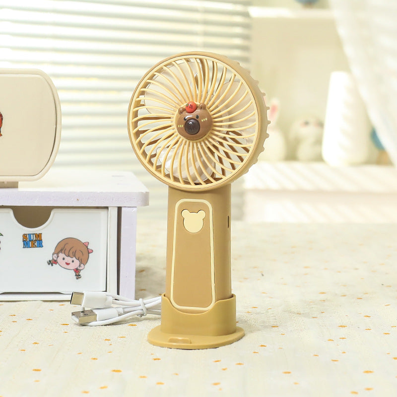 Damen Mini-Handventilator Bären-Design Tragbar USB Aufladbar 0