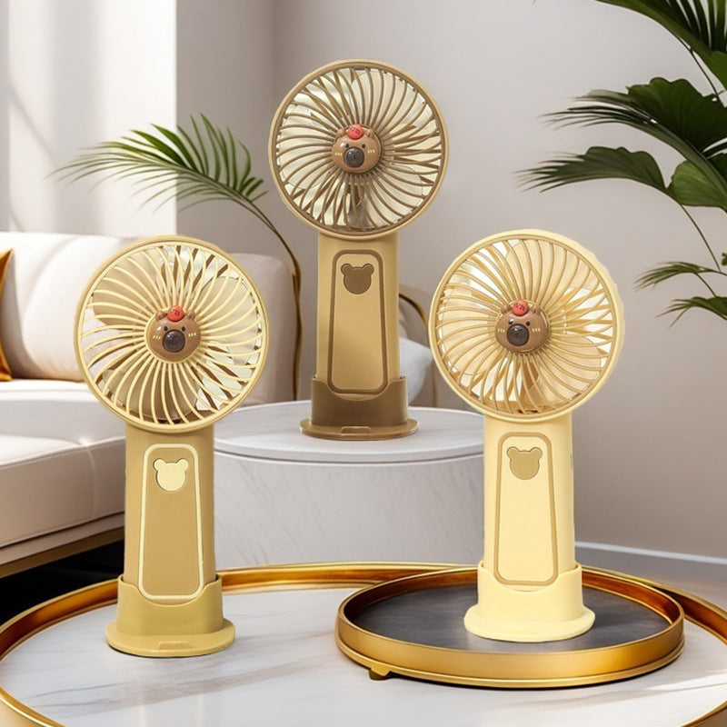 Damen Mini-Handventilator Bären-Design Tragbar USB Aufladbar 1