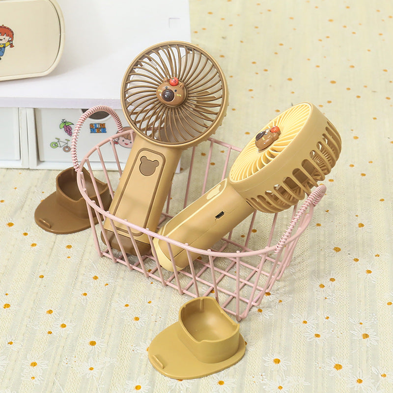 Damen Mini-Handventilator Bären-Design Tragbar USB Aufladbar 3