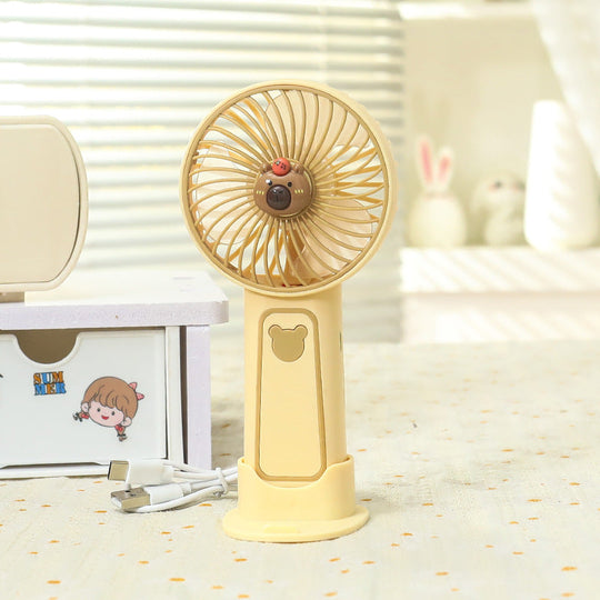 Damen Mini-Handventilator Bären-Design Tragbar USB Aufladbar 6