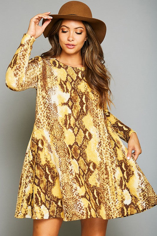 Damen Mini Kleid mit Tierdruck und Taschen 4
