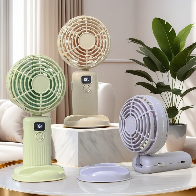 Damen Mini Ventilator USB Tragbar mit LCD-Display und mehreren Geschwindigkeitsstufen 1