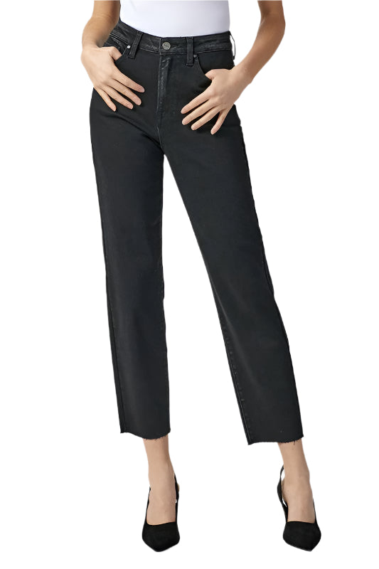 Damen Mom Fit Jeans Hoch geschnitten in gewaschenem Schwarz 0